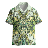 Indian Mandala Pattern Kid Hawaiian Shirt Green Geometric Floral Mandala