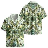 Indian Mandala Pattern Kid Hawaiian Shirt Green Geometric Floral Mandala