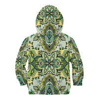 Indian Mandala Pattern Kid Hoodie Green Geometric Floral Mandala