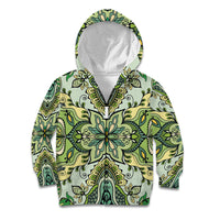 Indian Mandala Pattern Kid Hoodie Green Geometric Floral Mandala