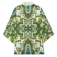 Indian Mandala Pattern Kimono Green Geometric Floral Mandala