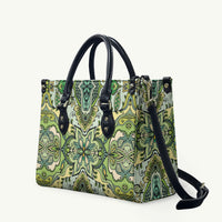 Indian Mandala Pattern Leather Bag Green Geometric Floral Mandala
