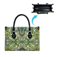 Indian Mandala Pattern Leather Bag Green Geometric Floral Mandala