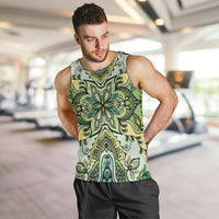 Indian Mandala Pattern Men Tank Top Green Geometric Floral Mandala