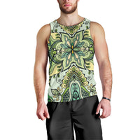 Indian Mandala Pattern Men Tank Top Green Geometric Floral Mandala