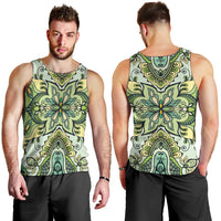 Indian Mandala Pattern Men Tank Top Green Geometric Floral Mandala