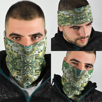 Indian Mandala Pattern Neck Gaiter Green Geometric Floral Mandala
