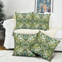 Indian Mandala Pattern Pillow Cover Green Geometric Floral Mandala