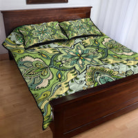 Indian Mandala Pattern Quilt Bed Set Green Geometric Floral Mandala
