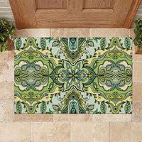Indian Mandala Pattern Rubber Doormat Green Geometric Floral Mandala