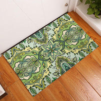 Indian Mandala Pattern Rubber Doormat Green Geometric Floral Mandala