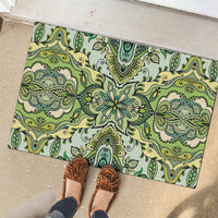 Indian Mandala Pattern Rubber Doormat Green Geometric Floral Mandala