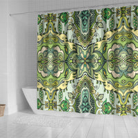 Indian Mandala Pattern Shower Curtain Green Geometric Floral Mandala