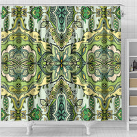 Indian Mandala Pattern Shower Curtain Green Geometric Floral Mandala