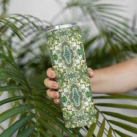 Indian Mandala Pattern Skinny Tumbler Green Geometric Floral Mandala