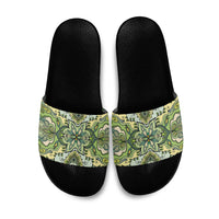 Indian Mandala Pattern Slide Sandals Green Geometric Floral Mandala
