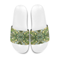 Indian Mandala Pattern Slide Sandals Green Geometric Floral Mandala