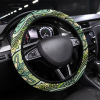 Indian Mandala Pattern Steering Wheel Cover Green Geometric Floral Mandala