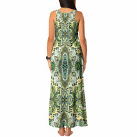 Indian Mandala Pattern Tank Maxi Dress Green Geometric Floral Mandala