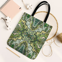 Indian Mandala Pattern Tote Bag Green Geometric Floral Mandala