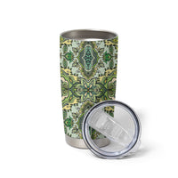 Indian Mandala Pattern Tumbler Cup Green Geometric Floral Mandala
