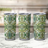 Indian Mandala Pattern Tumbler Cup Green Geometric Floral Mandala