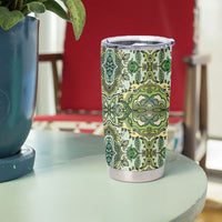 Indian Mandala Pattern Tumbler Cup Green Geometric Floral Mandala