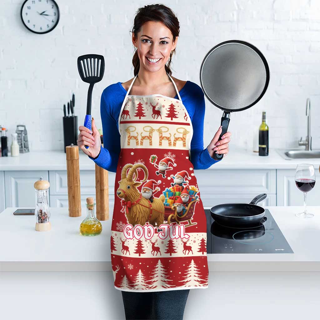 Sweden Christmas Apron God Jul Nordic Julbock - Wonder Print Shop