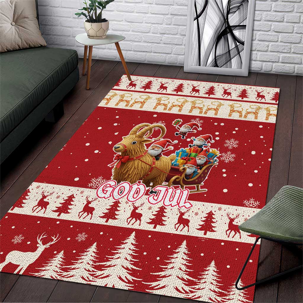 Sweden Christmas Area Rug God Jul Nordic Julbock - Wonder Print Shop