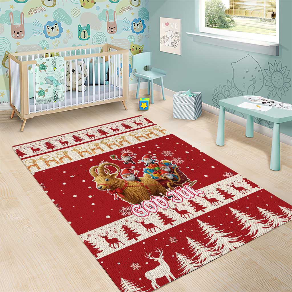 Sweden Christmas Area Rug God Jul Nordic Julbock - Wonder Print Shop