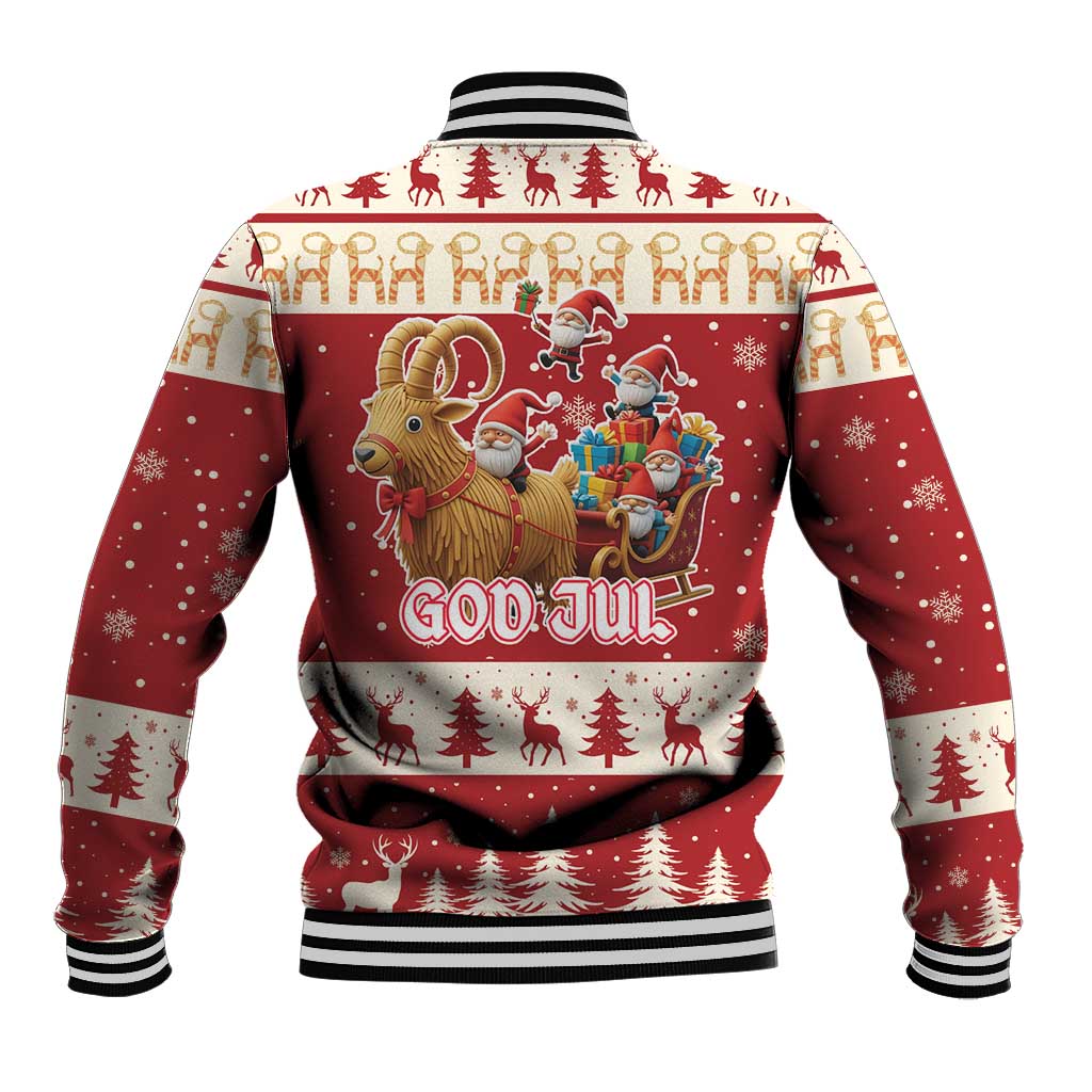 Sweden Christmas Baseball Jacket God Jul Nordic Julbock - Wonder Print Shop