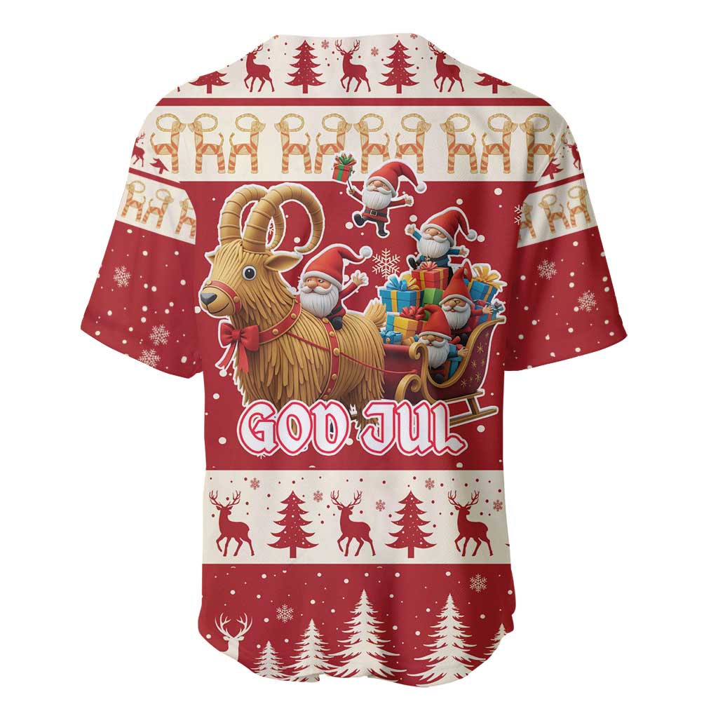 Sweden Christmas Baseball Jersey God Jul Nordic Julbock - Wonder Print Shop