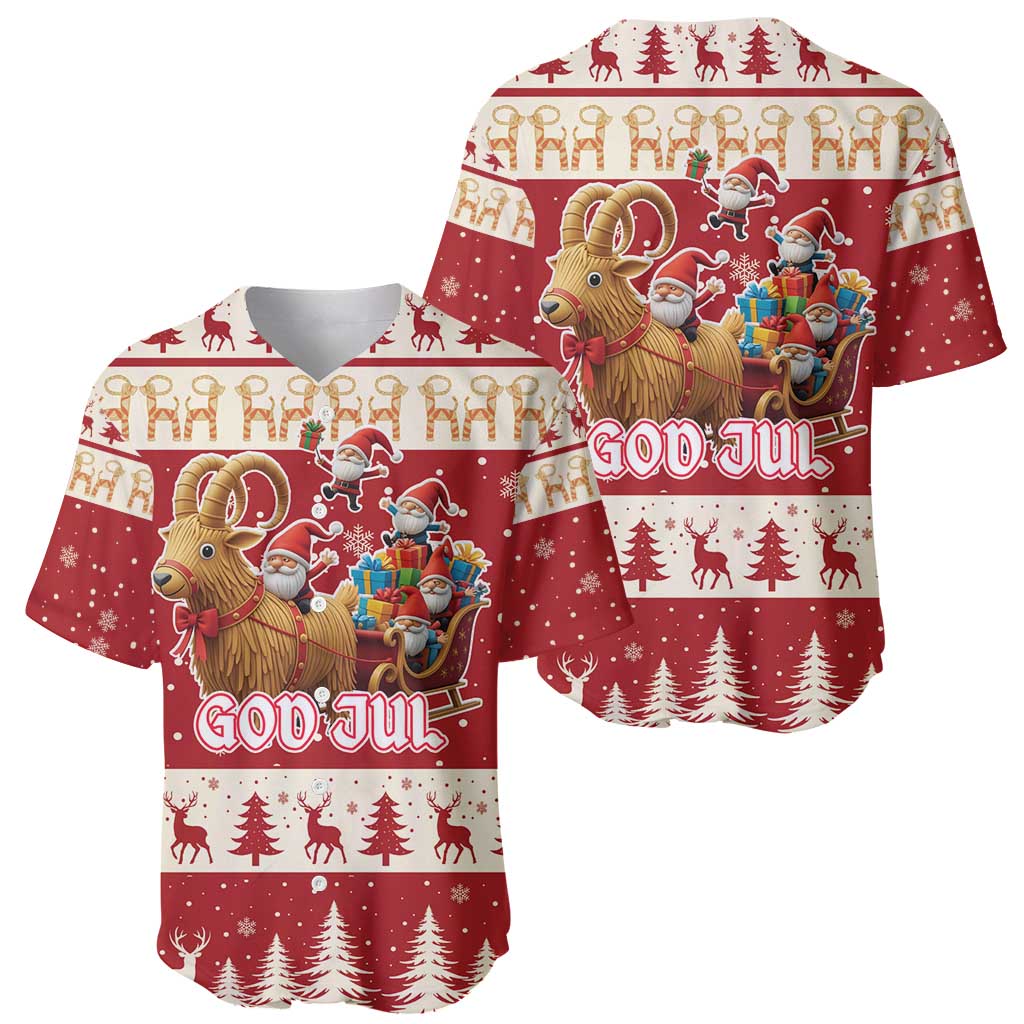 Sweden Christmas Baseball Jersey God Jul Nordic Julbock - Wonder Print Shop