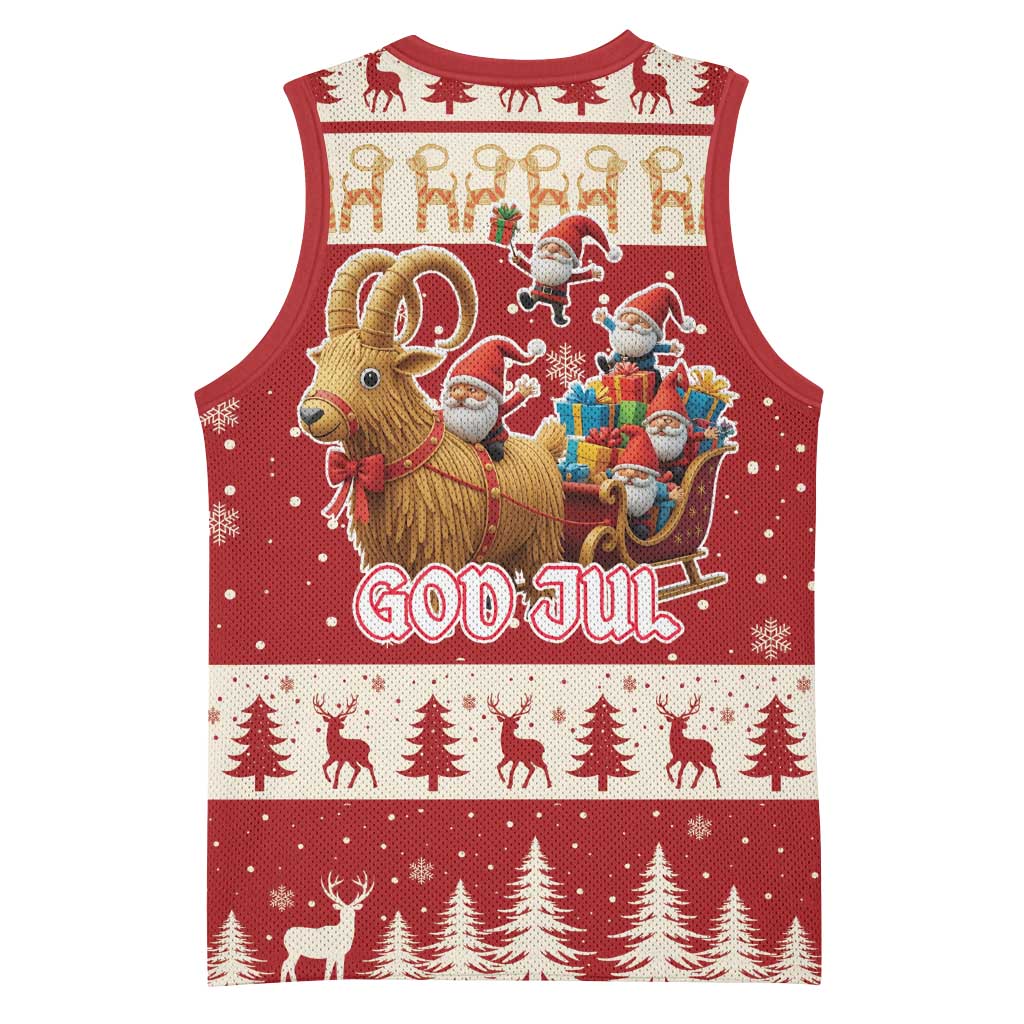 Sweden Christmas Basketball Jersey God Jul Nordic Julbock - Wonder Print Shop