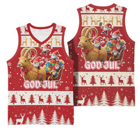Sweden Christmas Basketball Jersey God Jul Nordic Julbock - Wonder Print Shop