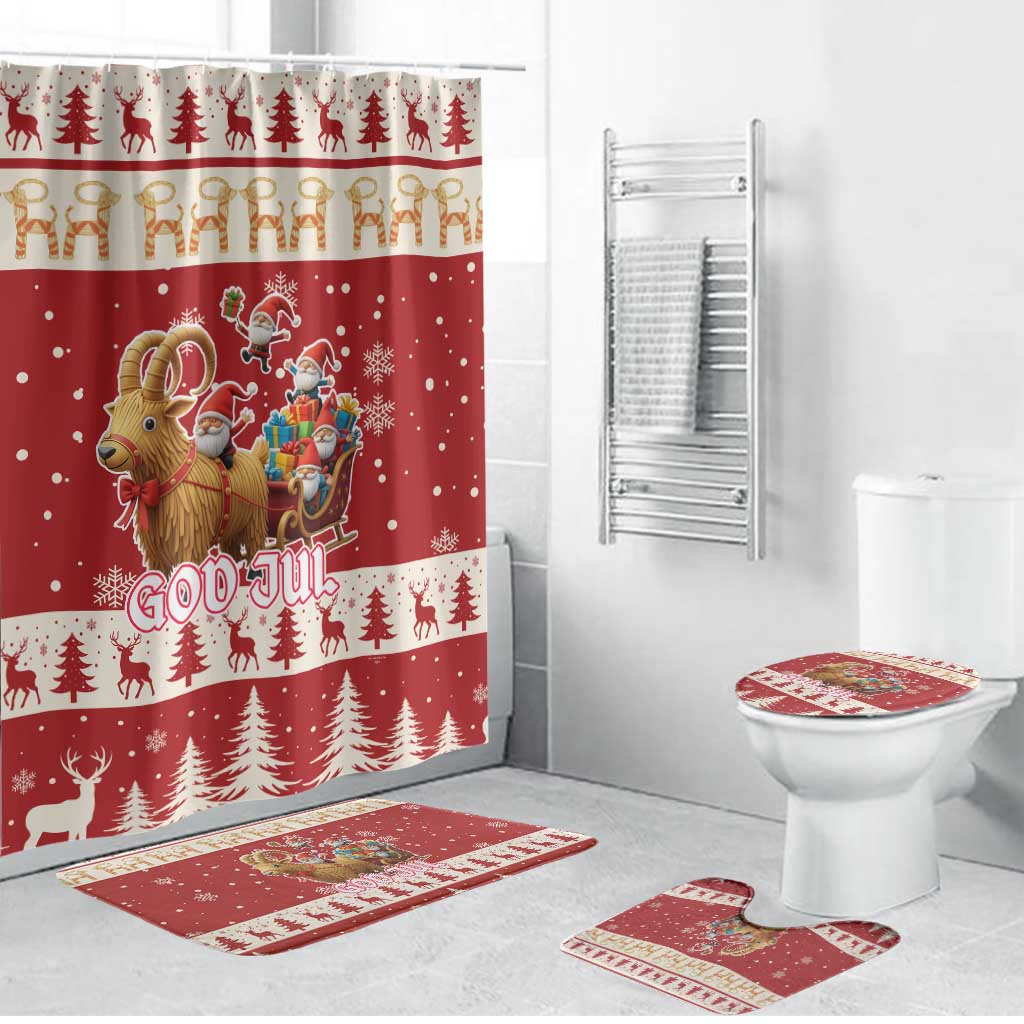 Sweden Christmas Bathroom Set God Jul Nordic Julbock - Wonder Print Shop