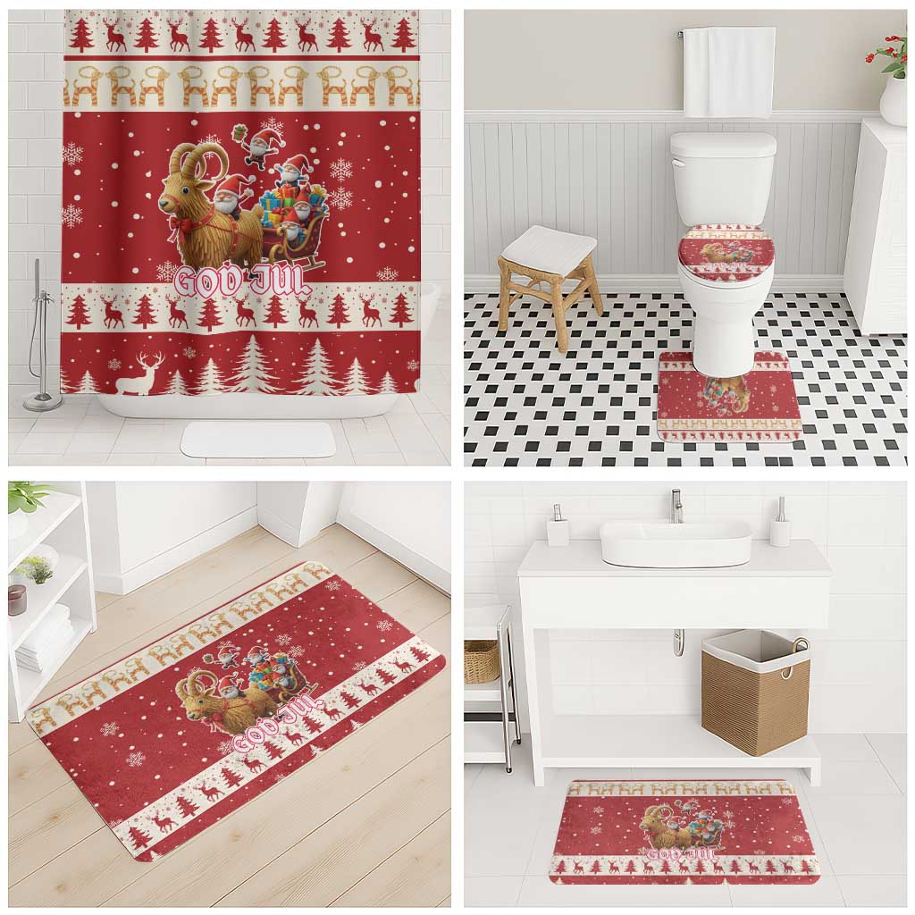 Sweden Christmas Bathroom Set God Jul Nordic Julbock - Wonder Print Shop