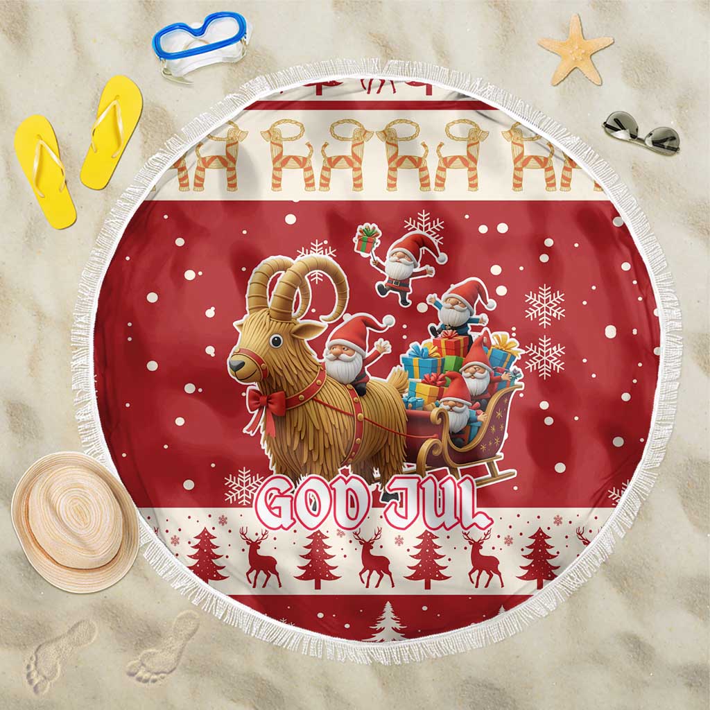 Sweden Christmas Beach Blanket God Jul Nordic Julbock - Wonder Print Shop