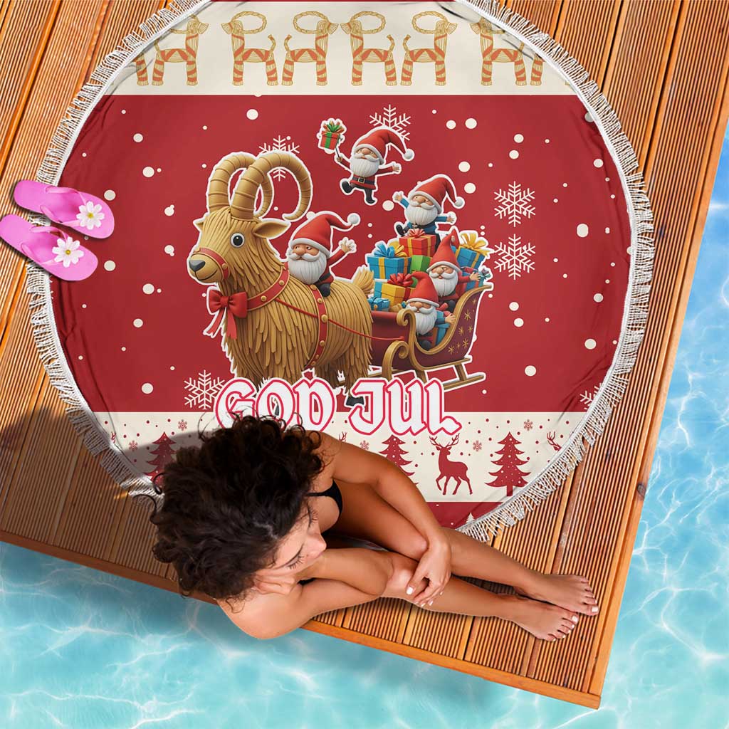 Sweden Christmas Beach Blanket God Jul Nordic Julbock - Wonder Print Shop