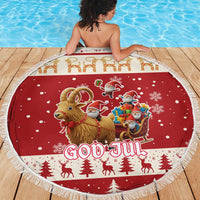 Sweden Christmas Beach Blanket God Jul Nordic Julbock - Wonder Print Shop