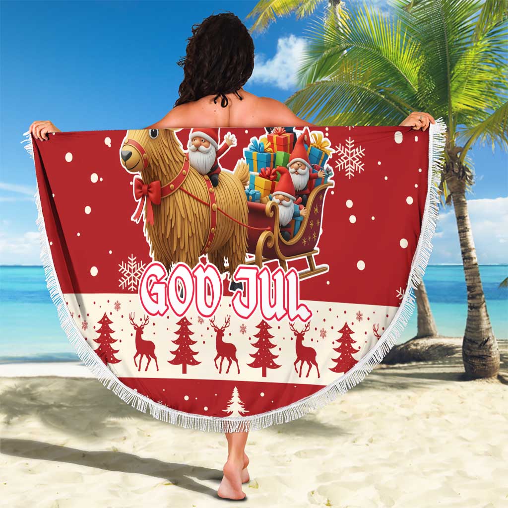 Sweden Christmas Beach Blanket God Jul Nordic Julbock - Wonder Print Shop