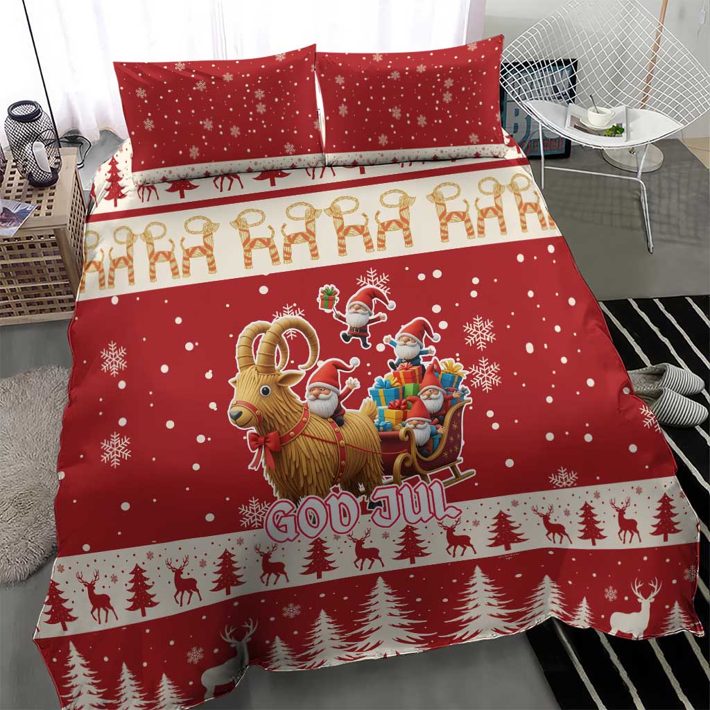 Sweden Christmas Bedding Set God Jul Nordic Julbock - Wonder Print Shop