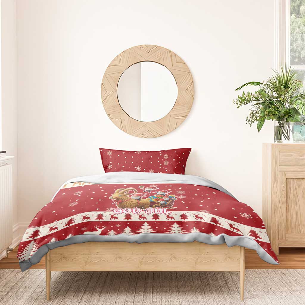 Sweden Christmas Bedding Set God Jul Nordic Julbock - Wonder Print Shop