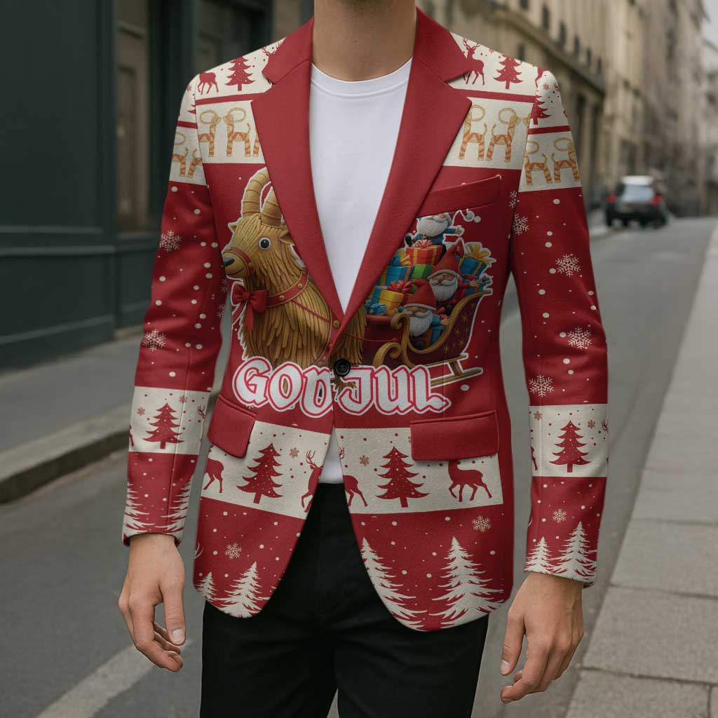 Sweden Christmas Blazer God Jul Nordic Julbock - Wonder Print Shop