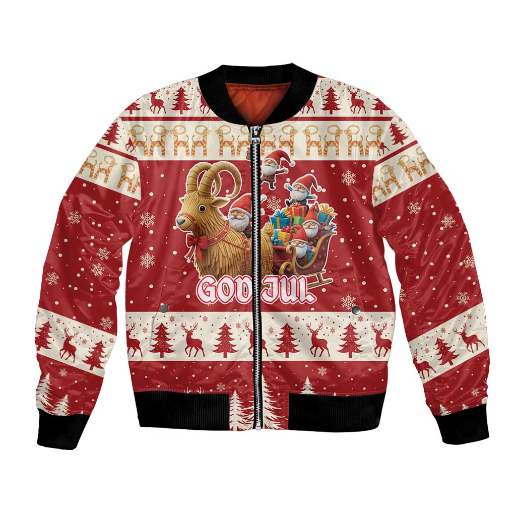 Sweden Christmas Bomber Jacket God Jul Nordic Julbock - Wonder Print Shop
