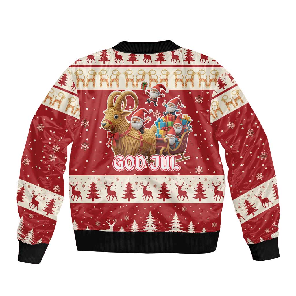 Sweden Christmas Bomber Jacket God Jul Nordic Julbock - Wonder Print Shop