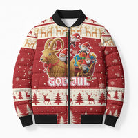 Sweden Christmas Bomber Puffer Jacket God Jul Nordic Julbock - Wonder Print Shop