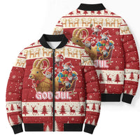 Sweden Christmas Bomber Puffer Jacket God Jul Nordic Julbock - Wonder Print Shop