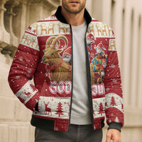 Sweden Christmas Bomber Puffer Jacket God Jul Nordic Julbock - Wonder Print Shop