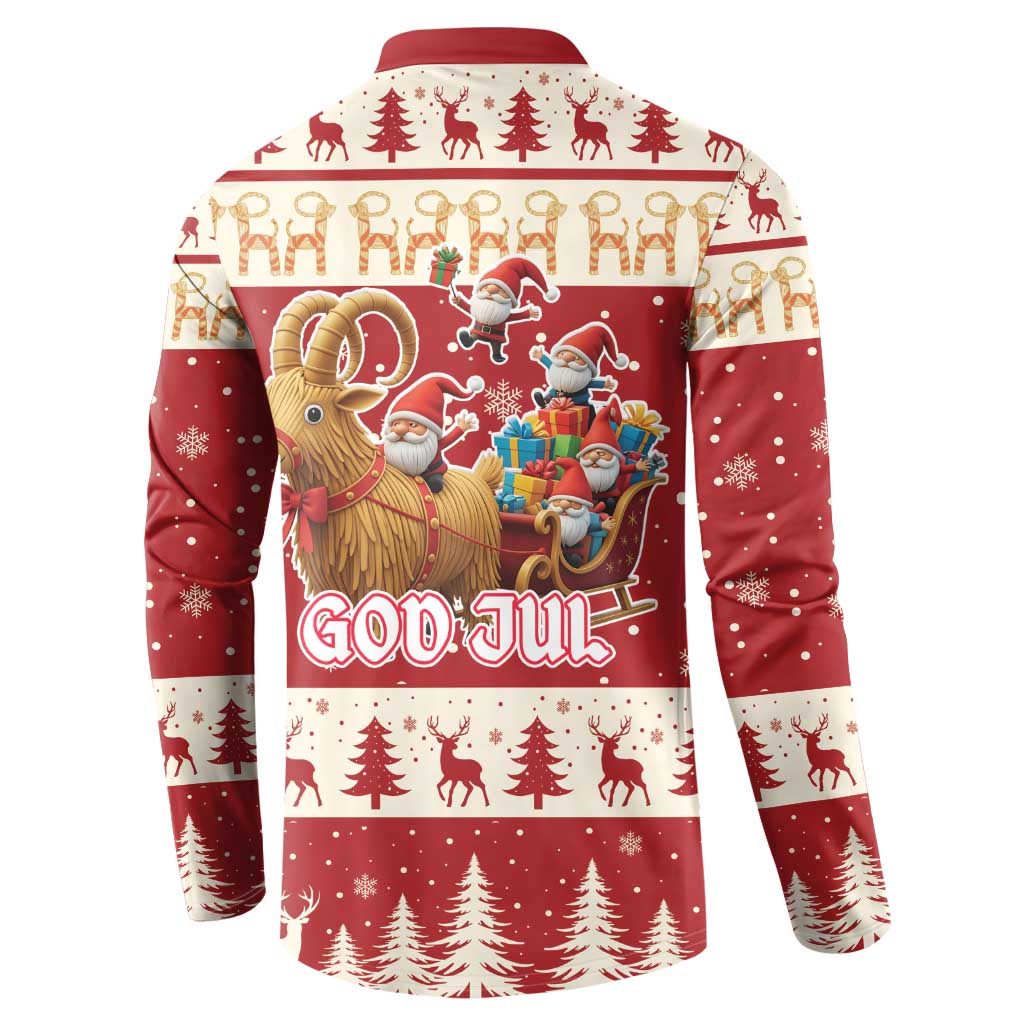 Sweden Christmas Button Sweatshirt God Jul Nordic Julbock - Wonder Print Shop